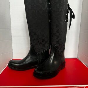 Coach Black Patterned Knee-High Boots